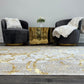 Luxury Area Rug in Beige and Gray with Gold Circles Abstract Design