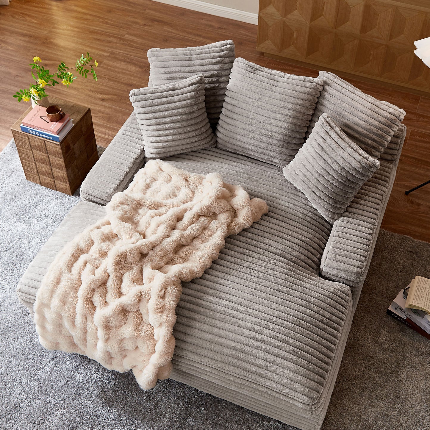 Cloud Couch with Fluffy Corduroy Upholstery