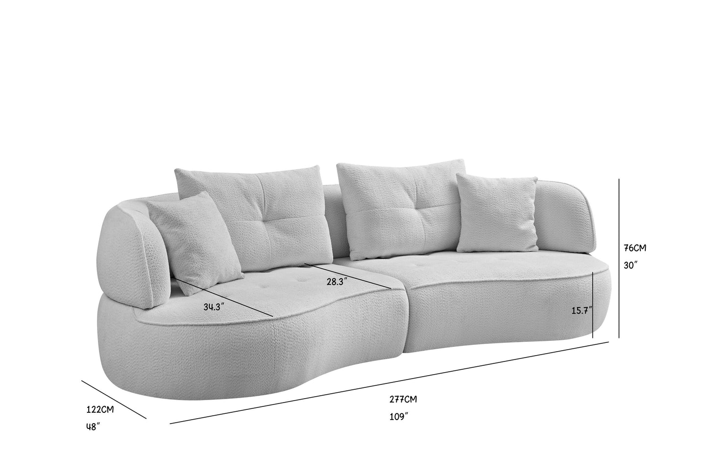 Curved Modular Sofa - 4-seat