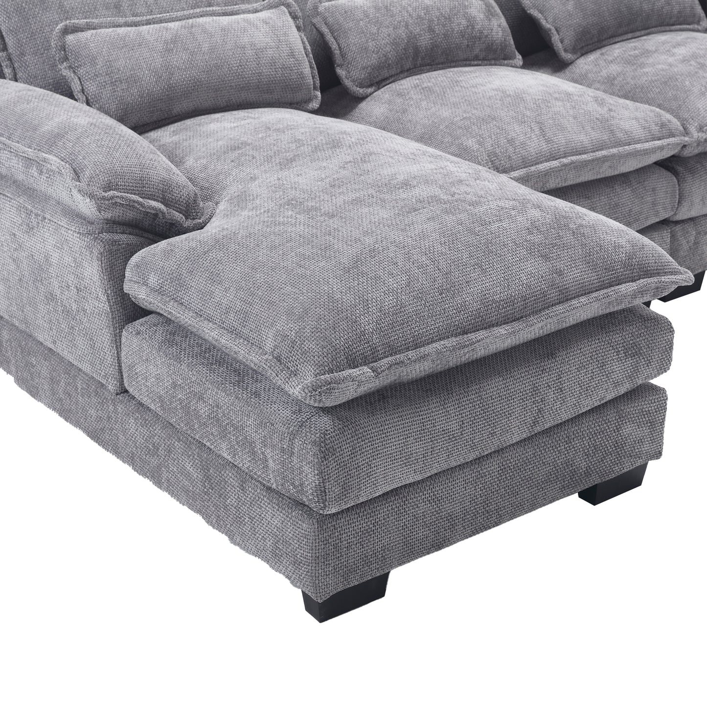 Oversized Chenille Fabric U-shaped Combination Sectional Sofa - Four-Seater