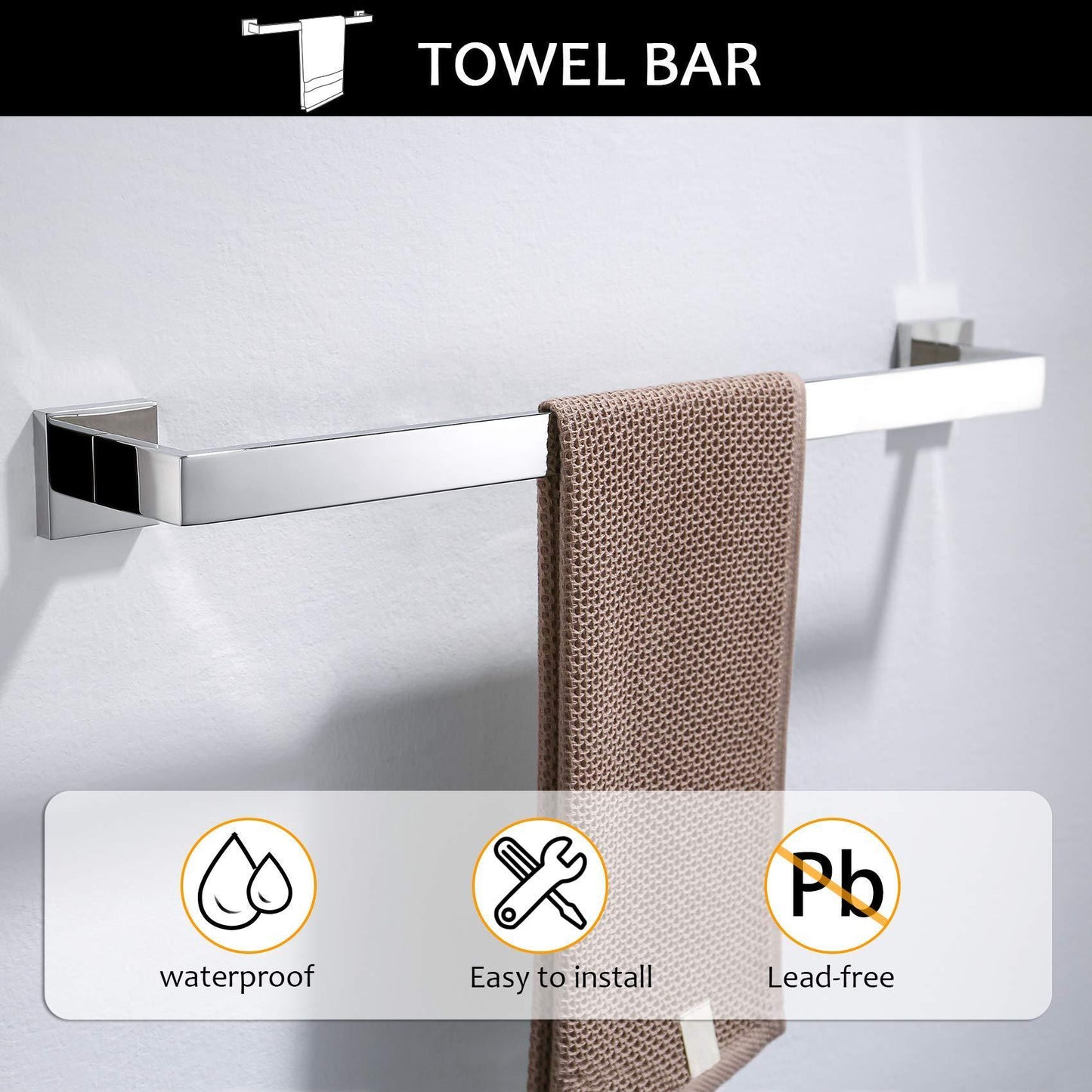 5 Pieces Bathroom Hardware Accessories Set Towel Bar Set Wall Mounted,Stainless Steel