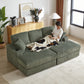 Corduroy 3-Seater Sofa With A Ottoman, 2 Storage  & Cup Holder