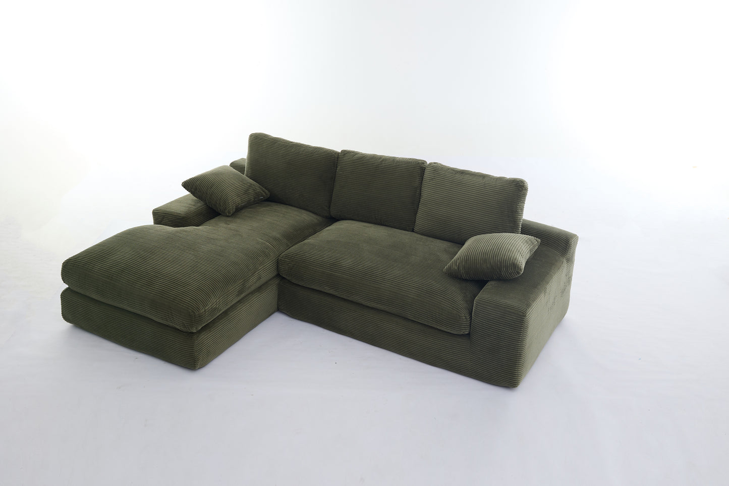 Corduroy Modular L-Shaped Sectional, Army Green