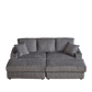 Corduroy 3-Seater Gray Sofa with Ottoman, Storage, & Cup Holders