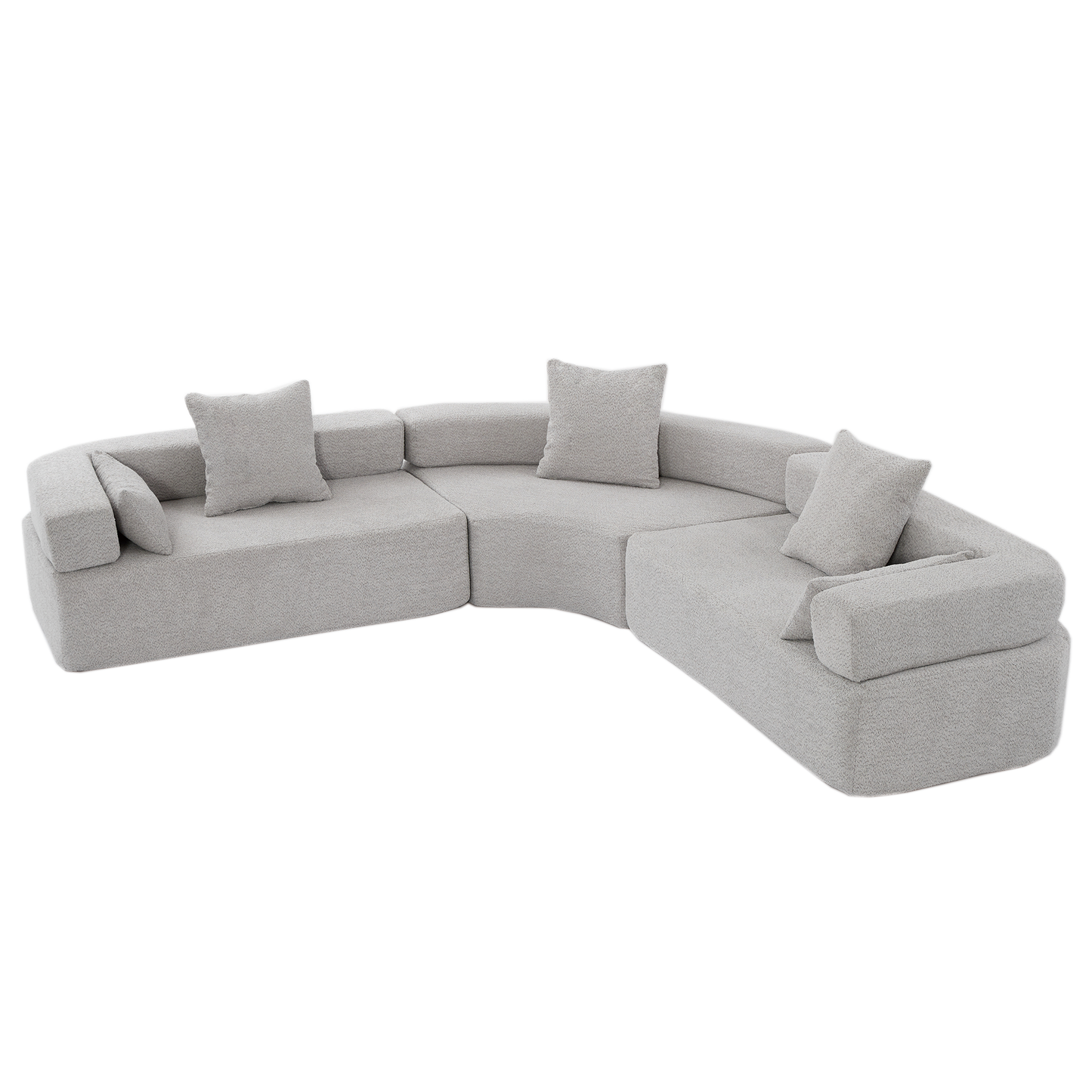 Oversized Semicircular Modular Sofa, Grey