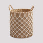 Hubertus Round Water Hyacinth Woven Basket with Handles - 15" x 15" x 18.5" - Natural Brown - For Clothes, Towels, Canvas, Toys and Magazine Storage and Home Decoration