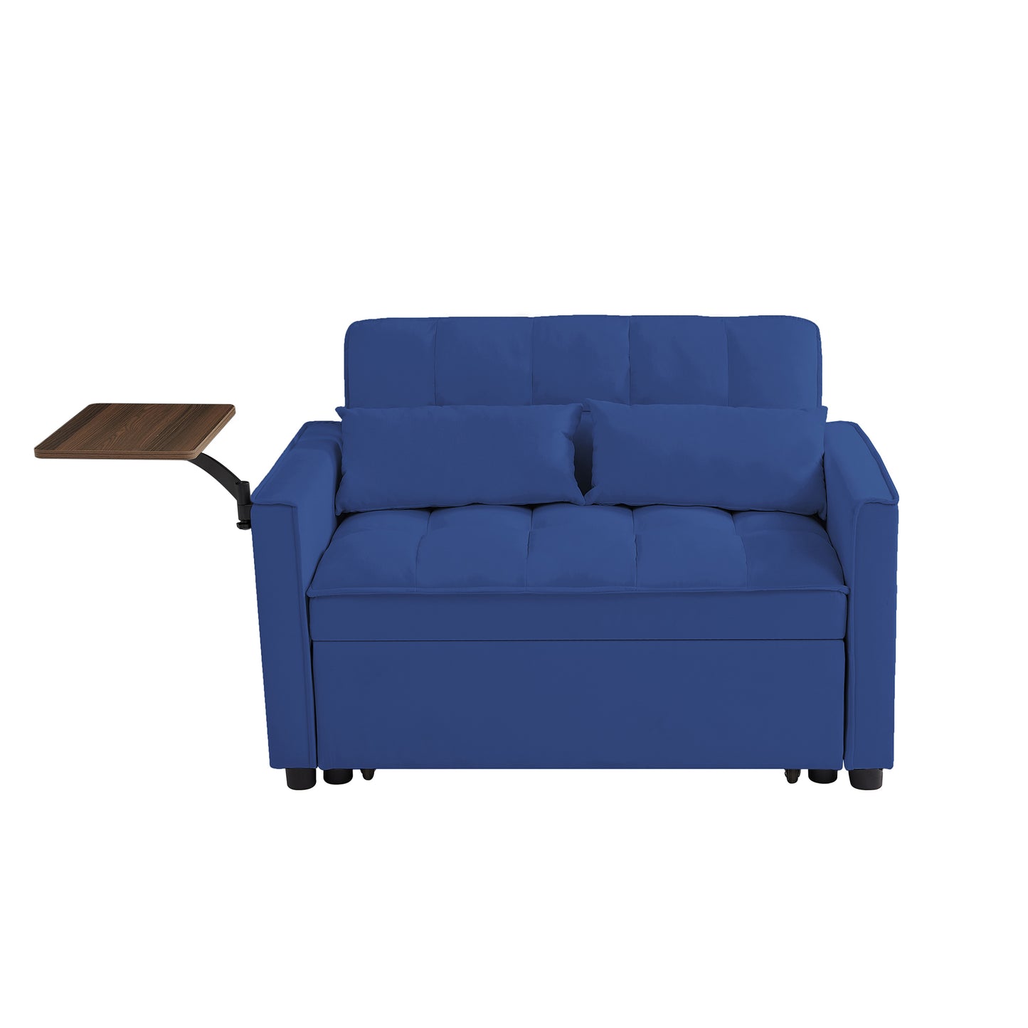 Blu Velvet Loveseat Sleeper Sofa Bed with Side Table