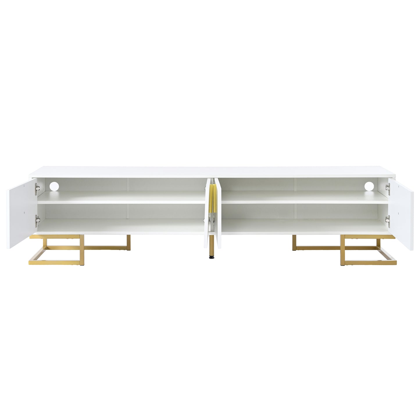 Modern TV Stand with Metal Legs and Gold Handles For Up to 80'' TV's