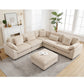 Oversized Corduroy Cloud Sectional Sofa with Plush Ottoman