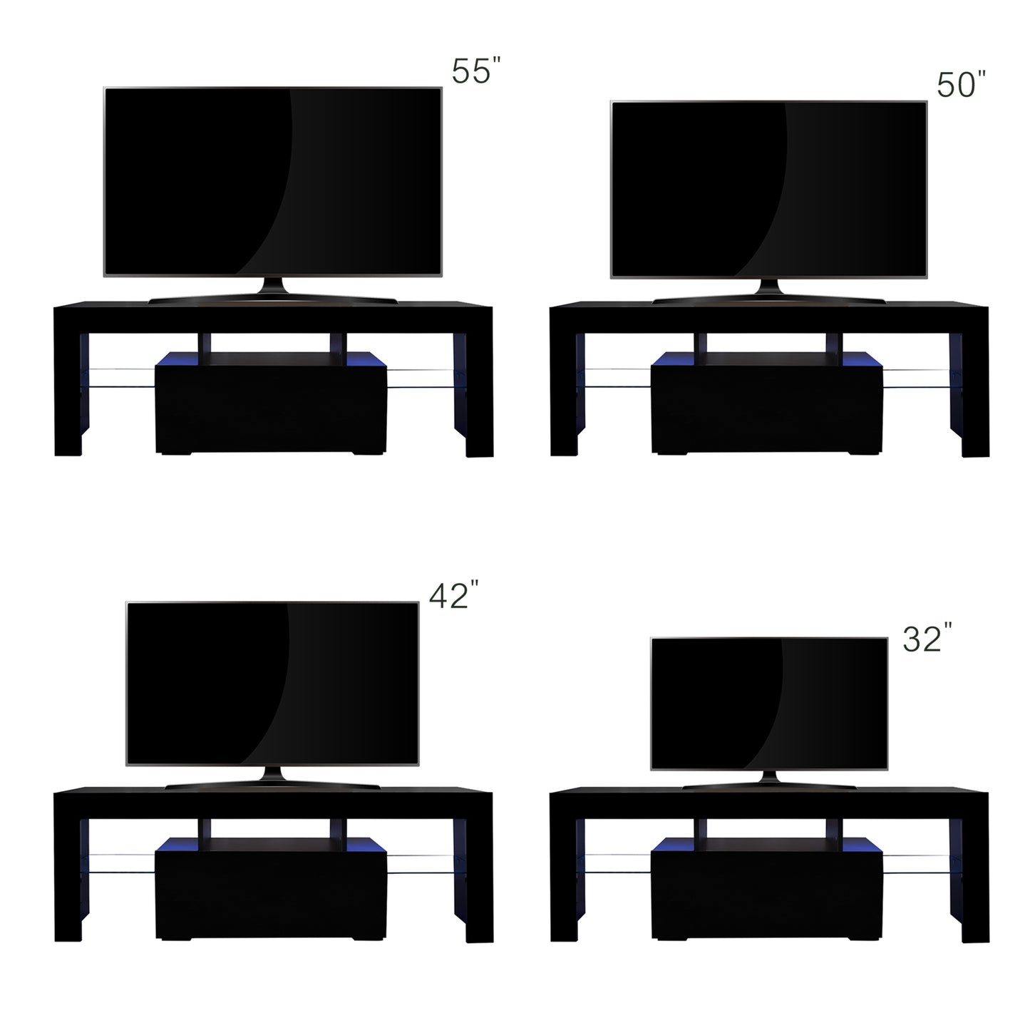 Black TV Stand with LED RGB Lights