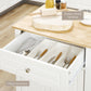 Rolling Kitchen Island Cart, Portable Serving Trolley Table with Drawer, Adjustable Shelf and 2 Towel Racks, Cream White