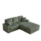 Corduroy 3-Seater Sofa With A Ottoman, 2 Storage  & Cup Holder