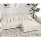 Oversized Corduroy L-Shaped Sofa with Chaise & Pillows