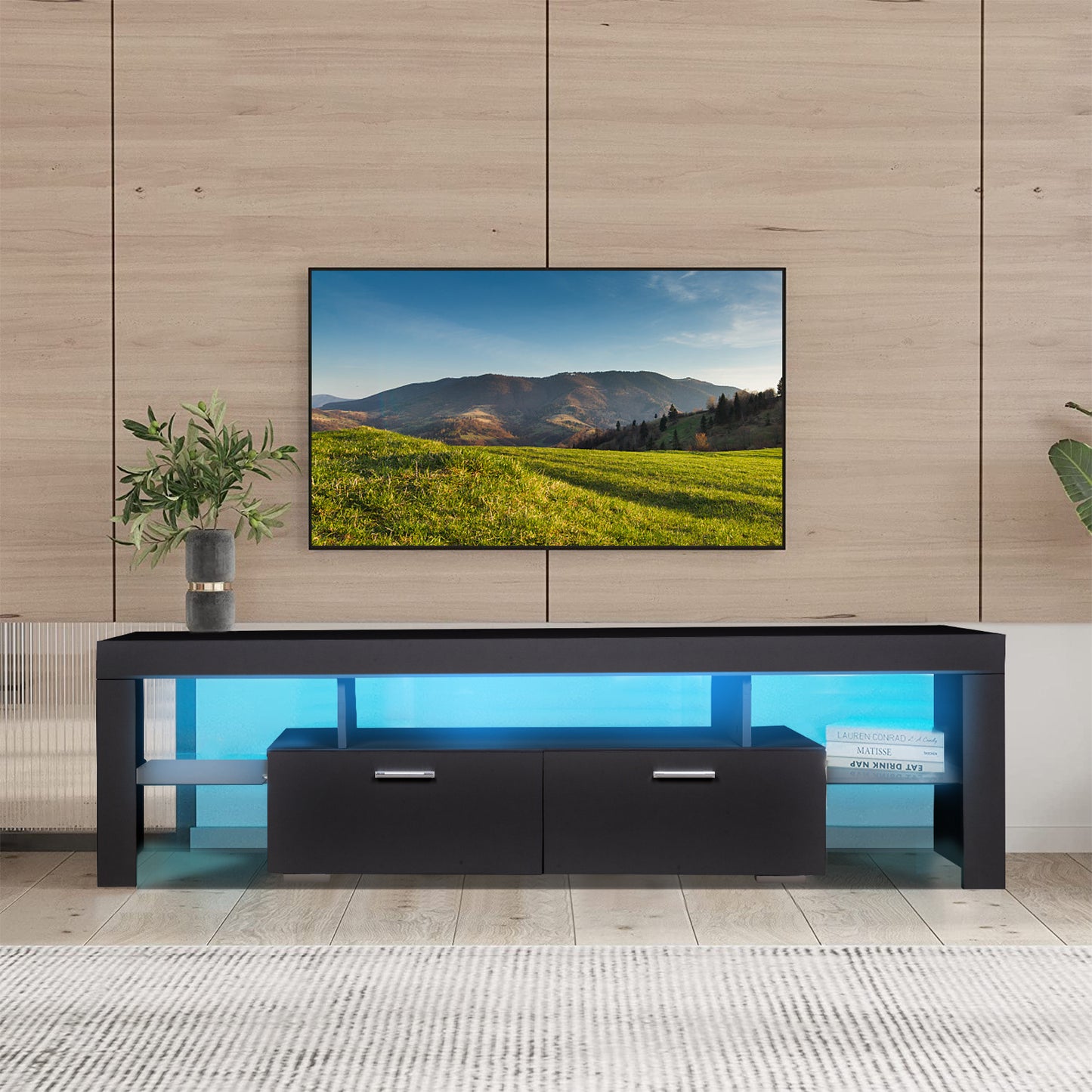 Modern LED TV stand with storage  & drawer For Up to 75" TV's