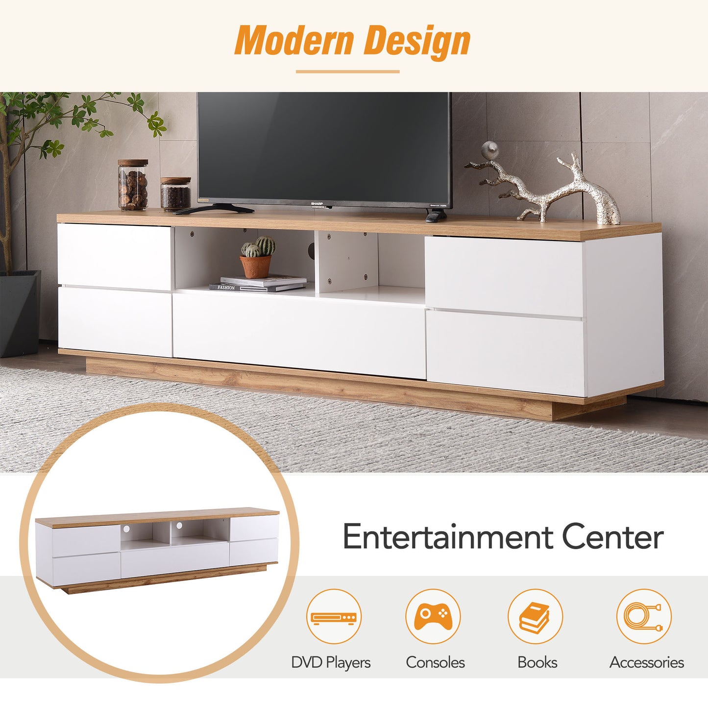 Modern Multi-Functional TV stand For up to 80'' TV's