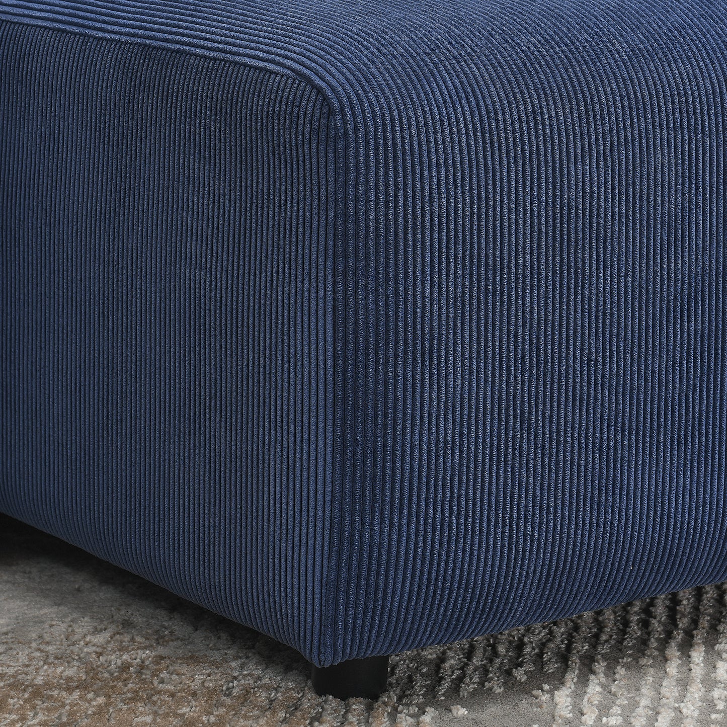 Modular L Shaped Corduroy Upholstered 3 Seater Sofa Bed with Storage, Blue