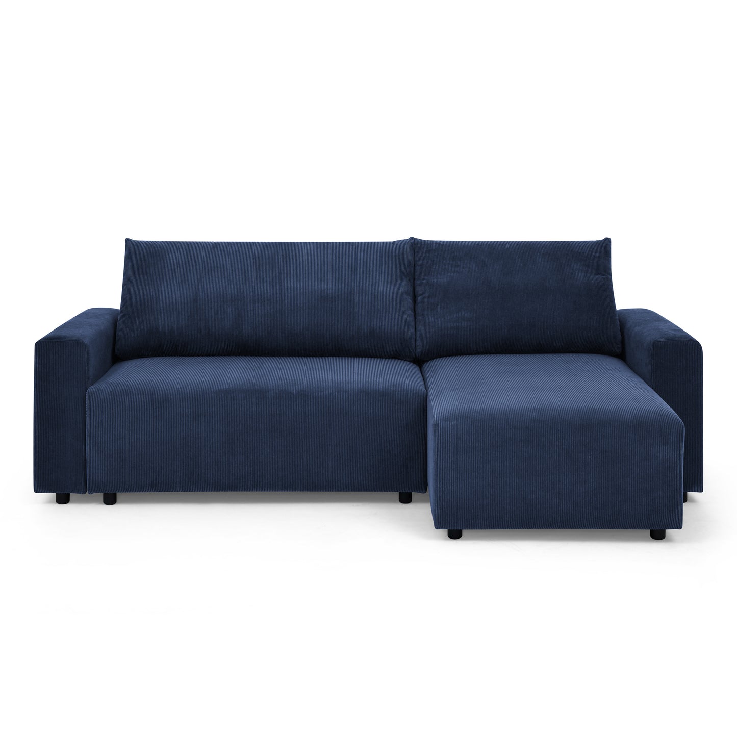 Modular L Shaped Corduroy Upholstered 3 Seater Sofa Bed with Storage, Blue