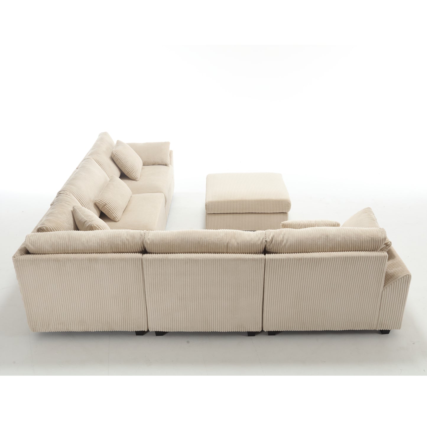 Oversized Corduroy Cloud Sectional Sofa with Plush Ottoman