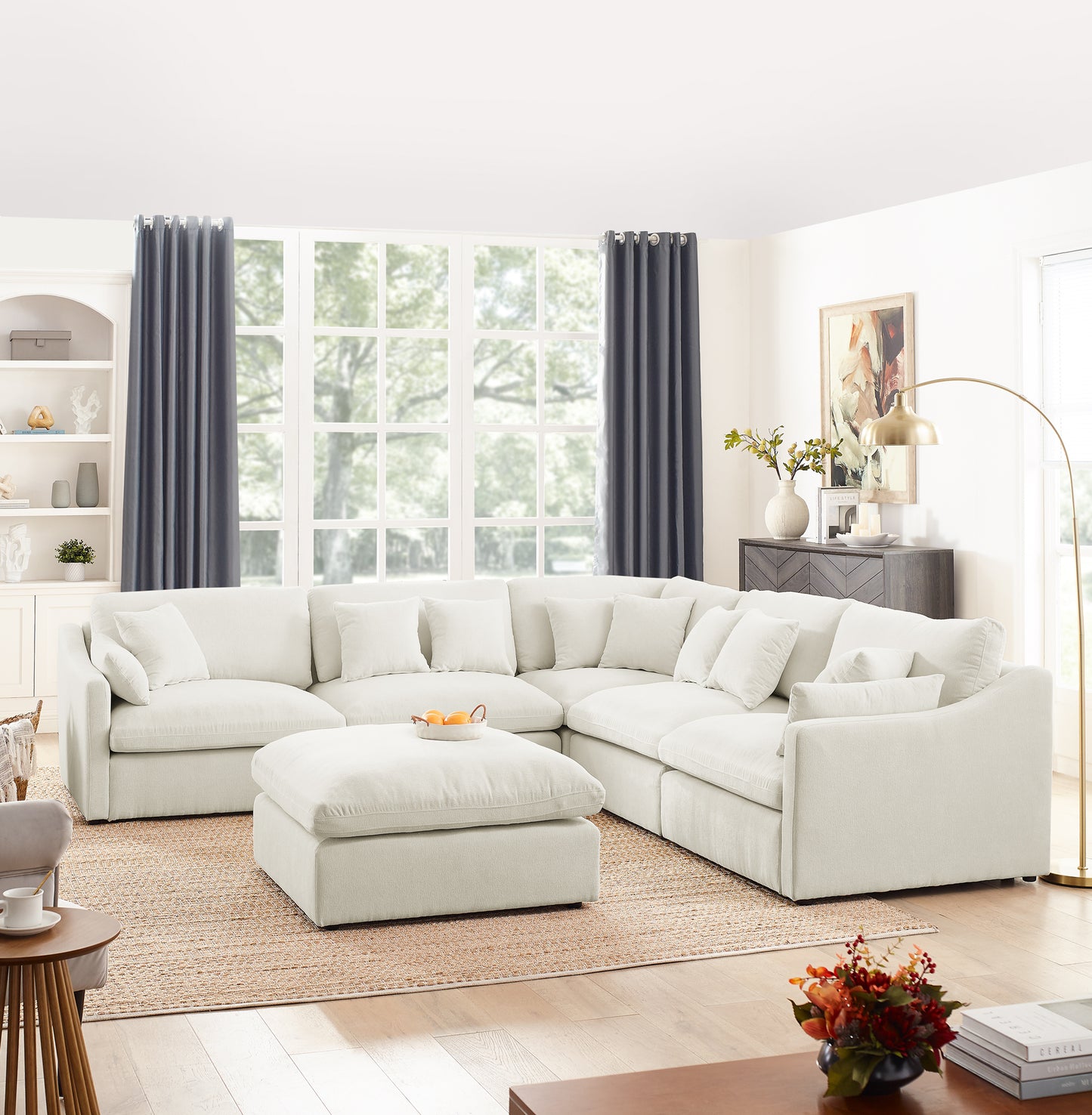 Modular L-Shaped Sectional Sofa- 6-Seats