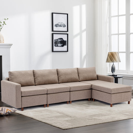 4-Seat Modular Sectional Sofa with 1 Ottoman