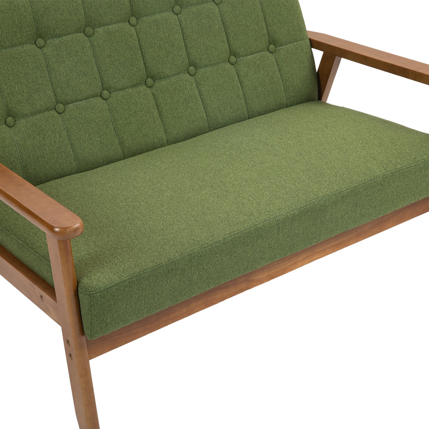 Mid-Century Modern Solid Loveseat Sofa