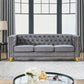 Velvet Tufted Square Arm Couch with Metal Legs - 2pcs