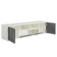 Modern Entertainment Console with LED Lighting, Remote Control, Storage Cabinets, and Open Shelves For up to 65" TV's