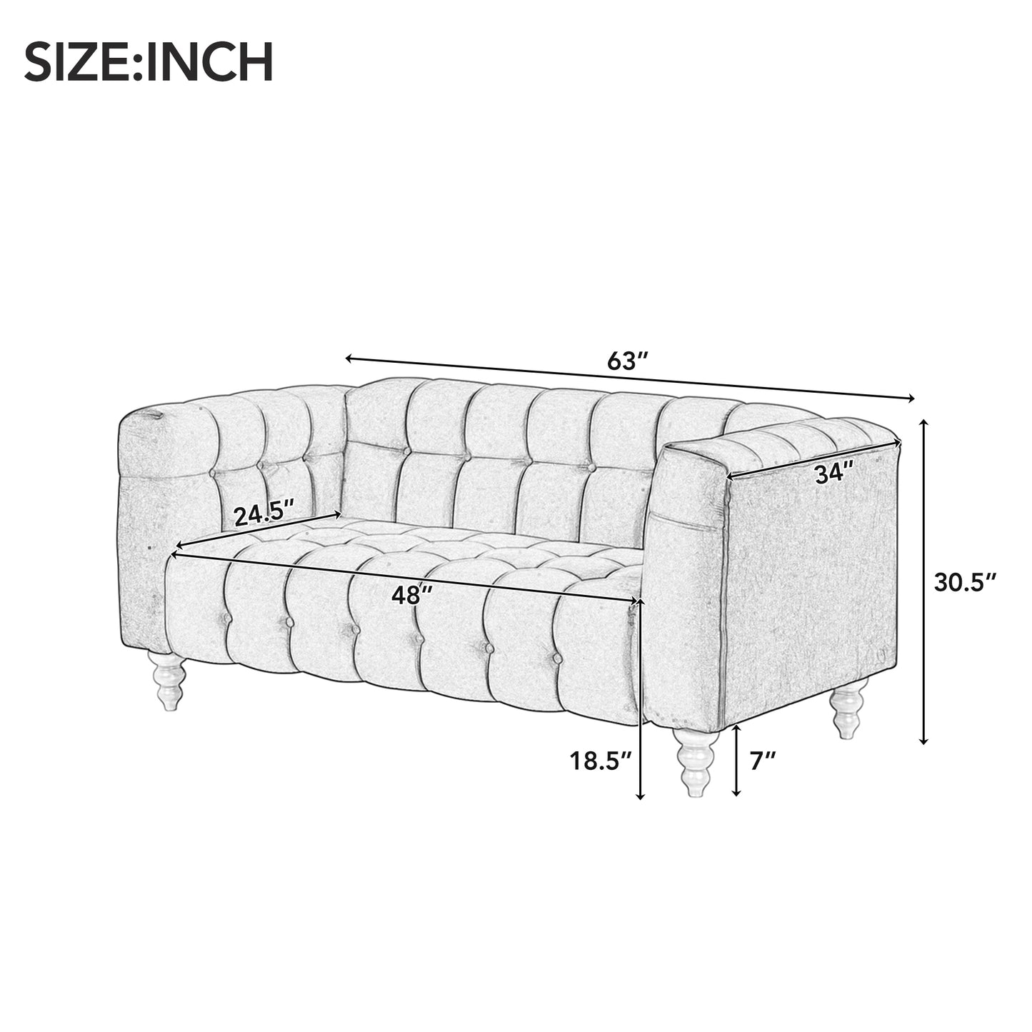 Modern Upholstered Sofa with Solid Wood Legs