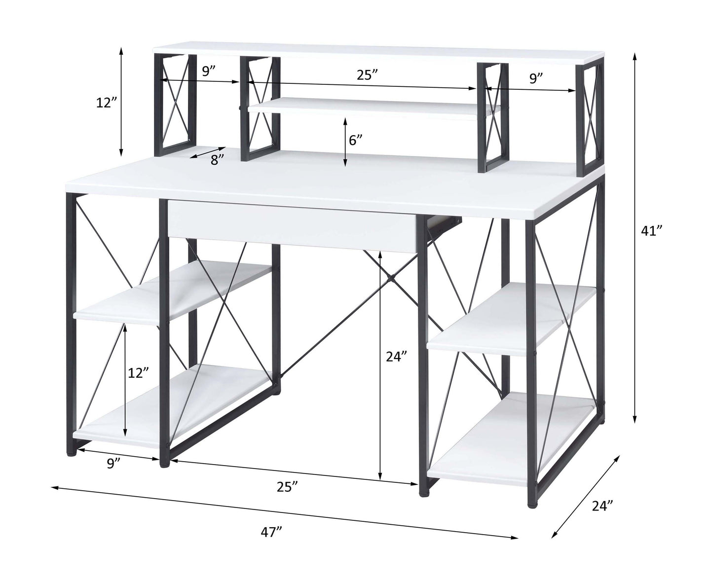 ACME Amiel Desk, White & Black 92879