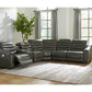 CENTER LINE 6-PIECE DUAL POWER LEATHER MODULAR RECLINING SECTIONAL