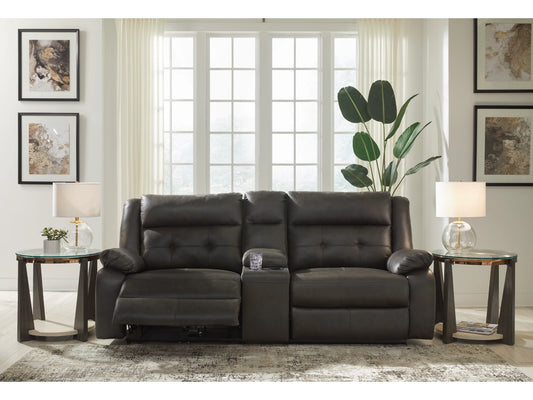 MACKIE PIKE 3-PIECE DUAL POWER LEATHER RECLINING MODULAR LOVESEAT WITH CONSOLE