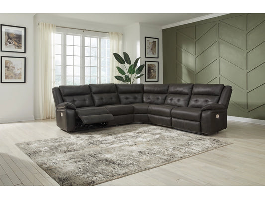 MACKIE PIKE 5-PIECE POWER RECLINING LEATHER MODULAR SECTIONAL