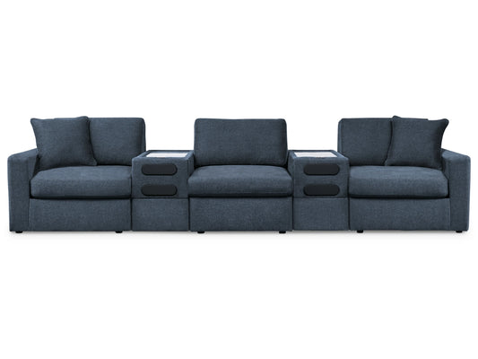 MODMAX 5-PIECE PERFORMANCE FABRIC MODULAR SOFA WITH AUDIO CONSOLE