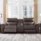 SALVATORE 3-PIECE DUAL POWER LEATHER RECLINING MODULAR LOVESEAT WITH CONSOLE