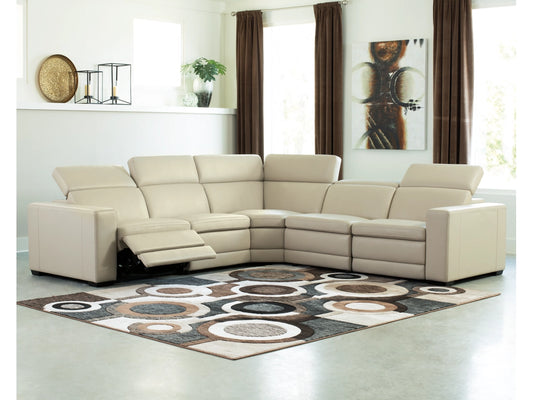 TEXLINE 5-PIECE DUAL POWER LEATHER RECLINING MODULAR SECTIONAL