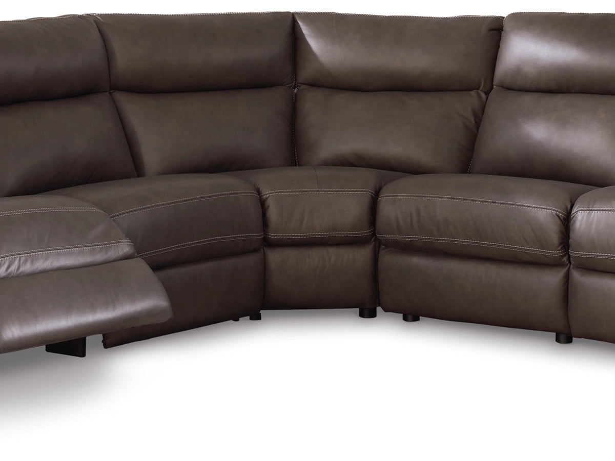 SALVATORE 5-PIECE DUAL POWER LEATHER MODULAR RECLINING SECTIONAL