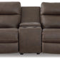 SALVATORE 3-PIECE DUAL POWER LEATHER RECLINING MODULAR LOVESEAT WITH CONSOLE