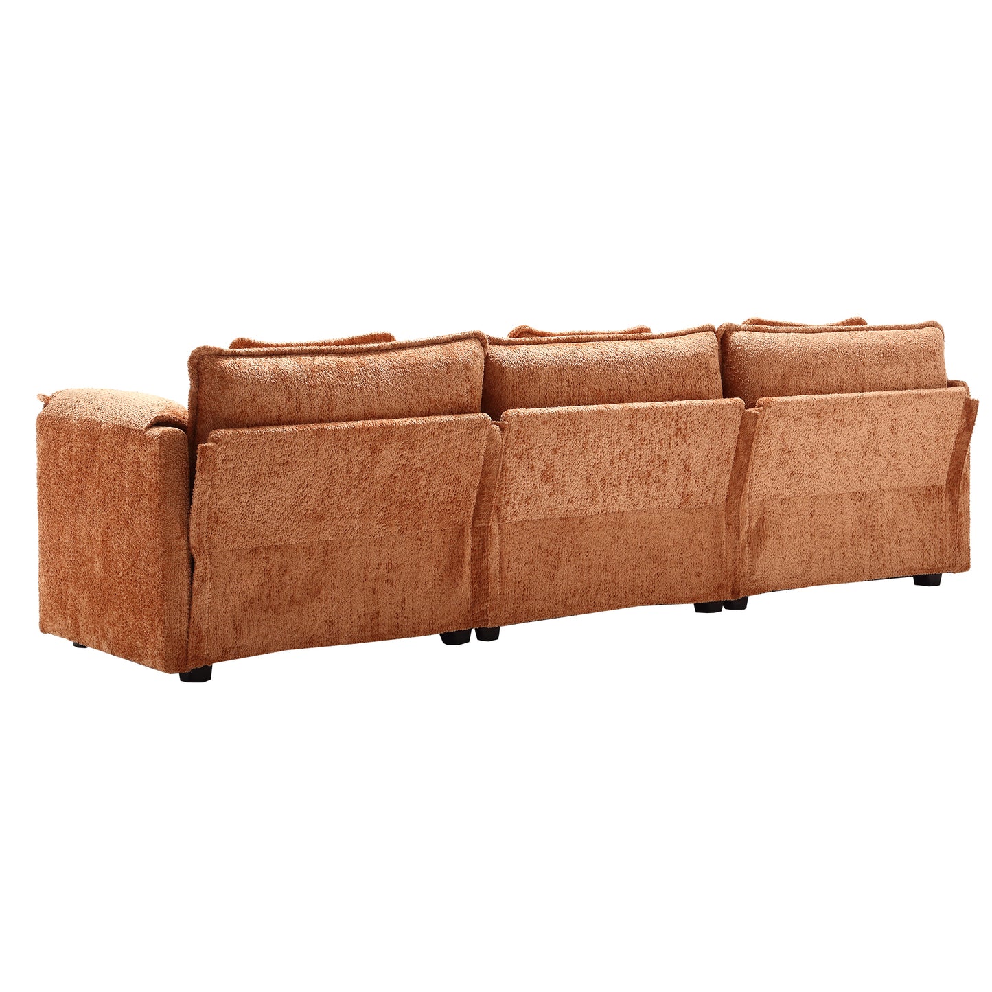 Oversized Boucle Fabric L-Shape Sectional - Movable Pedals with Detachable Armrests