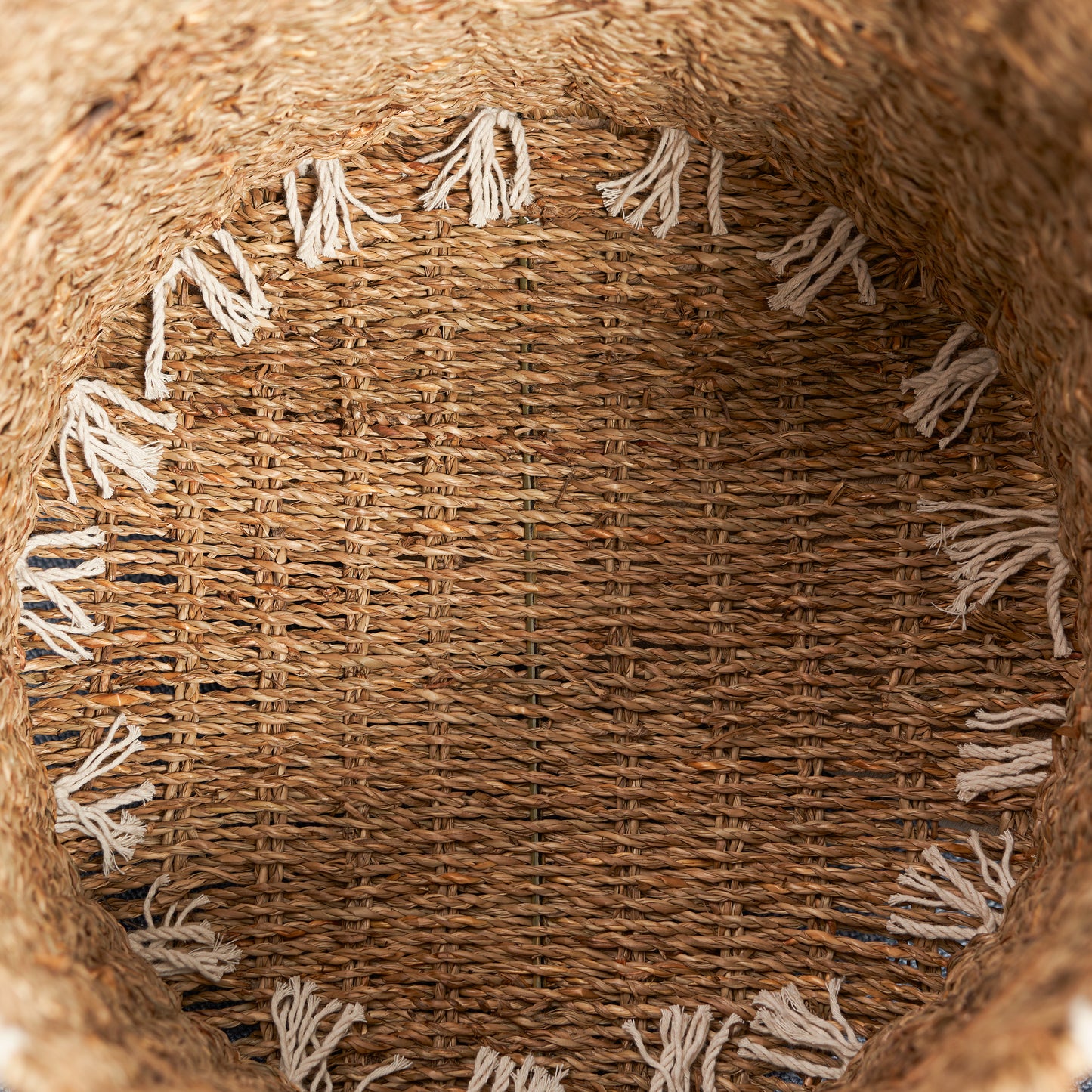 Hubertus Round Water Hyacinth Woven Basket with Handles - 15" x 15" x 18.5" - Natural Brown - For Clothes, Towels, Canvas, Toys and Magazine Storage and Home Decoration