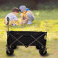 Folding Wagon, Heavy Duty Utility Beach Wagon Cart for Sand with Big Wheels, Adjustable Handle&Drink Holders for Shopping, Camping,Garden and Outdoor