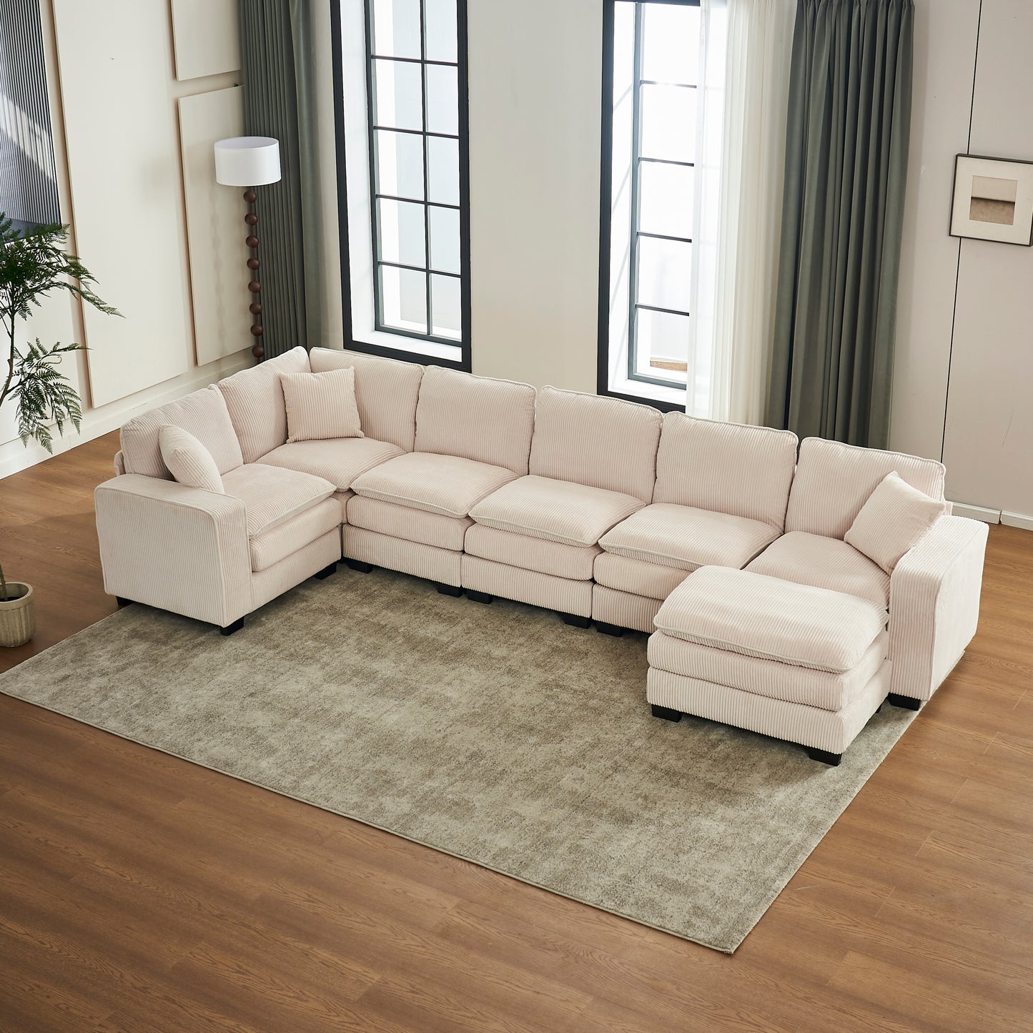 L Shaped 6-Seat Sofa Couch with Chaise Sectional