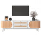 Rattan TV Stand for TVs up to 75'', Modern Farmhouse Media Console, Entertainment Center with Solid Wood Legs, TV Cabinet for Living Room,Home Theatre