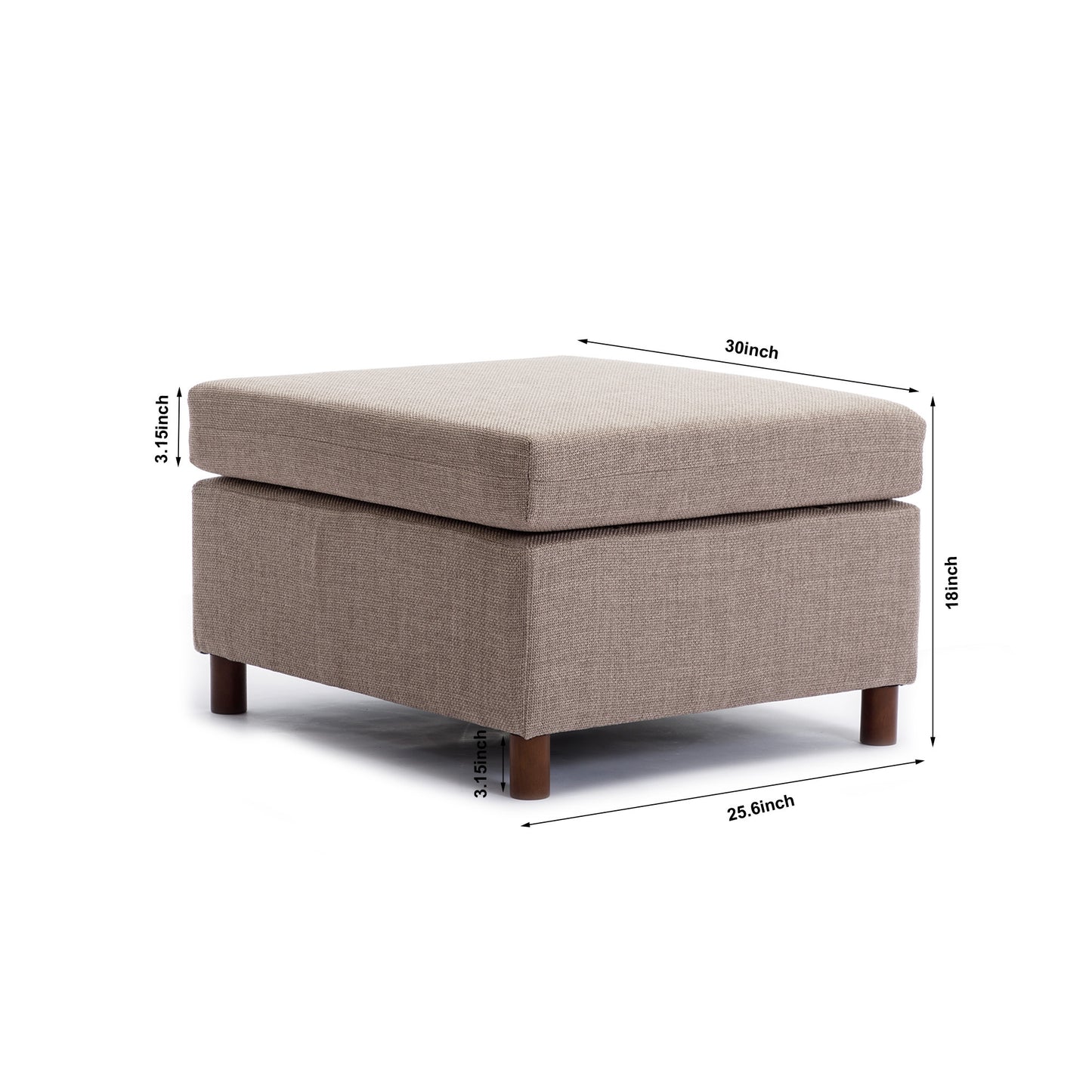 3-Seat Modular Sectional Sofa with 2 Ottomans