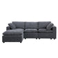 Modular Sectional Sofa with Reversible Chaise and Ottomans - 4-Seat