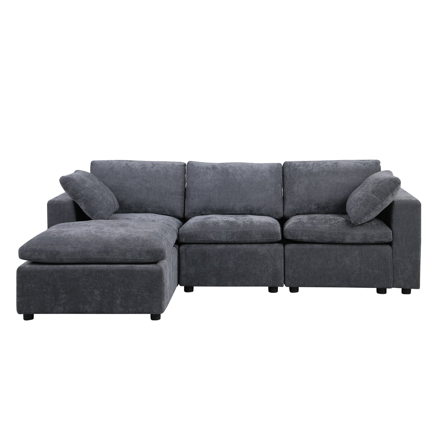 Modular Sectional Sofa with Reversible Chaise and Ottomans - 4-Seat