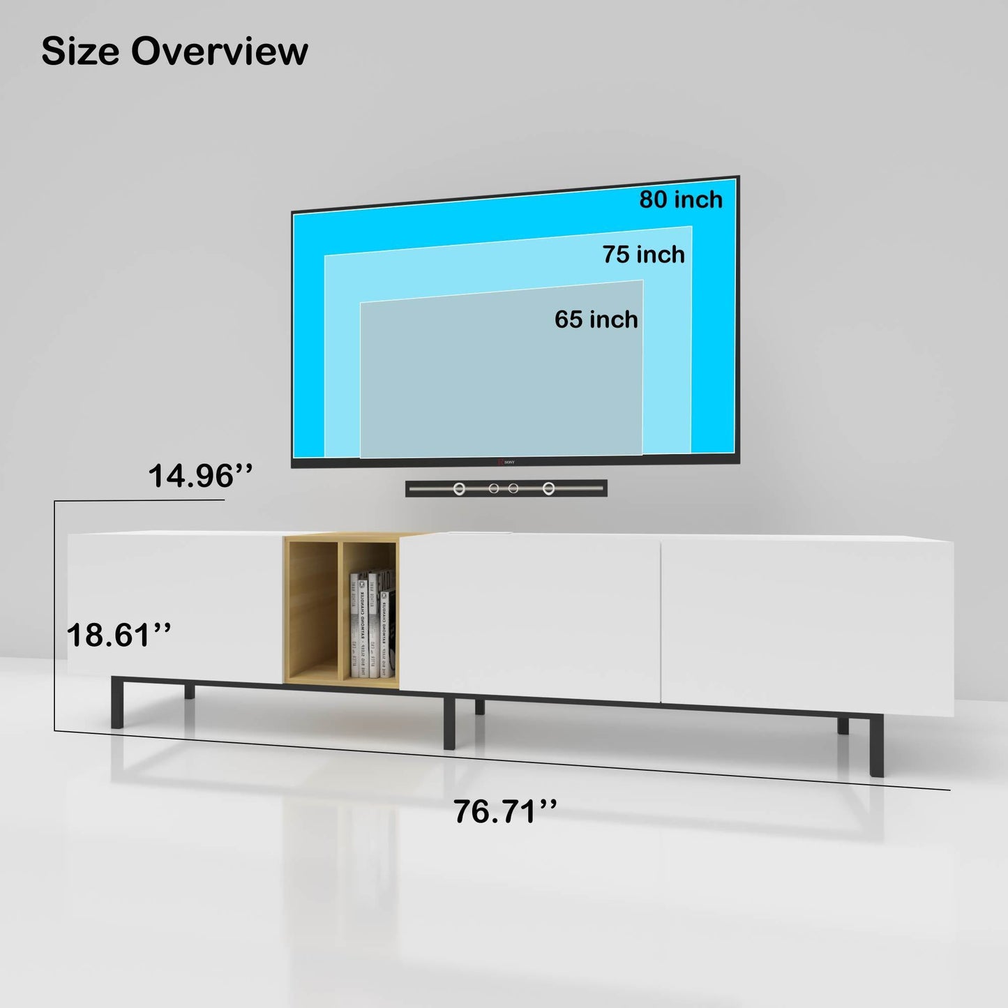 Modern Entertainment Center with Wireless Charging for up to 75" TV's