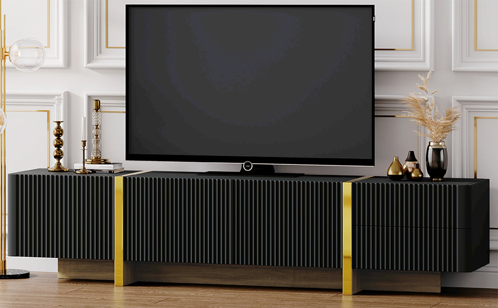 Modern Entertainment Center with Storage Cabinets & Drawers for up to 80''