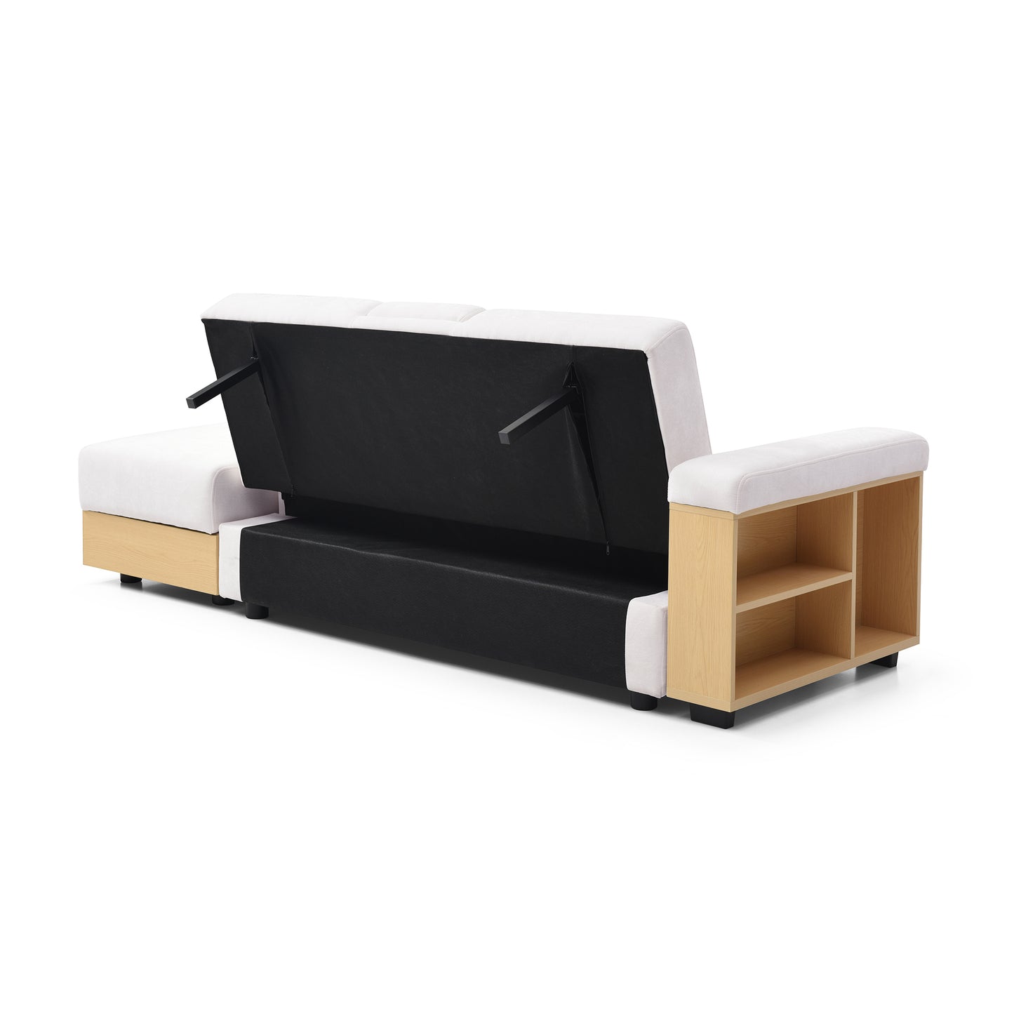 Convertible Folding Sofa Bed, Storage Ottoman & 2 Cupholders