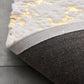 Luxury Machine Washable White Abstract Gold-Gilded Chinchilla Faux Fur Area Rug