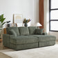 Corduroy 3-Seater Sofa With A Ottoman, 2 Storage  & Cup Holder